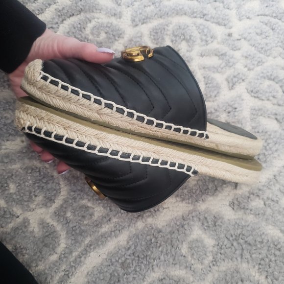 Gucci Marmot Espadrilles size 41 Like US size 9.5 Authentic Black and Go… - Picture 3 of 11